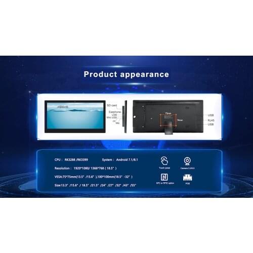 High quality 18.5 inches 19" FHD Rockchip RK3188 Quad Core POE Power Touch Panel Android WiFi Video Player