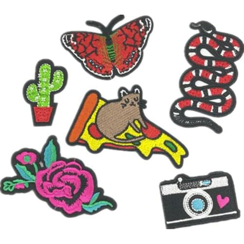 1 PCS Camera Embroidered Iron on Patches for Clothing DIY Stripes Clothes Patchwork Sticker Custom Finger Applique Hot Sale
