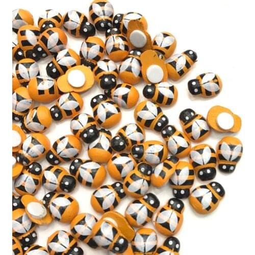 100pcs 3D Wooden Stickers Mini Bee Stickers Fridge Wall Decoration Scrapbooking SDF-SHIP