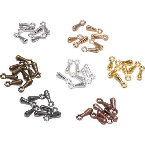 200pcs/ lot 2*7 3*9mm Gold Copper Water Drop End Beads For DIY Extender Chain Pendant Jewelry Making Findings Accessories