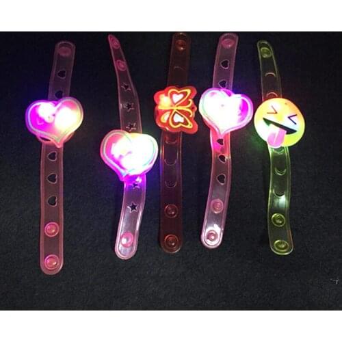 24pcs/lot Fashion Children Baby Kids Cartoon Toys Flash Strap LED Wrist Band Luminous Bracelets Holiday Supplies Kids Toys Light