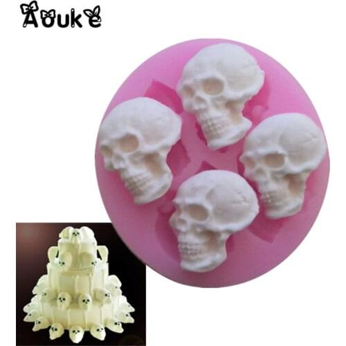 3D Skull Head Chocolate Molds Embossed Silicone Cake Mold Biscuits Fondant Mould DIY Baking Decorating Tools Cookies Moulds