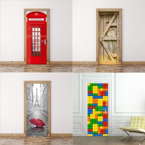 3D Self-adhesive Wall Sticker Door Murals Fridge Stickers Art Poster Mural DIY Home Decoration