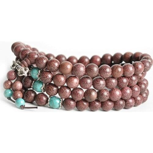 6-8mm Tibetan Buddhism 108 Purple Light Sandalwood Prayer Bead Vajra Mala Necklace