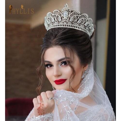A298 Silver Color Gold Crystal Crowns Bride Tiara Wedding Crown Headpiece Wedding Hair Jewelry Accessories Women Headpiece