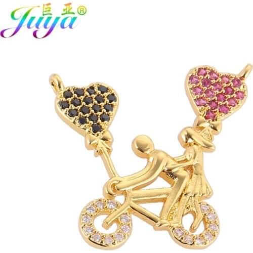 Juya DIY Necklace Making Accessories Micro Pave Zircon Love Heart Infinity Angel Connectors For Handmade Fashion Jewelry Making