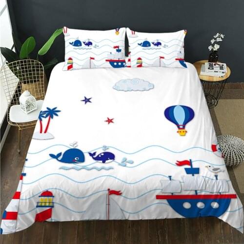 BailiPromise white simple luxury Bedding Set underwater world bedroom 3D Print Pillowcase Soft Duvet Cover Queen King 2/3pcs