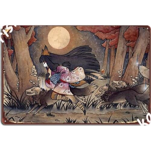 Running With Monsters Teakitsune Fox Yokai Metal Signs Wall pub Home Funny Tin sign Posters