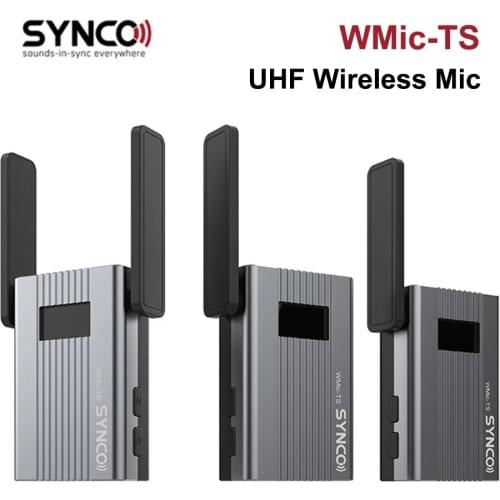 SYNCO WMic-TS UHF Wireless Transmitter System Microphone Dual Channel Lapel Mic for Smartphone Camera Studio Video Recording