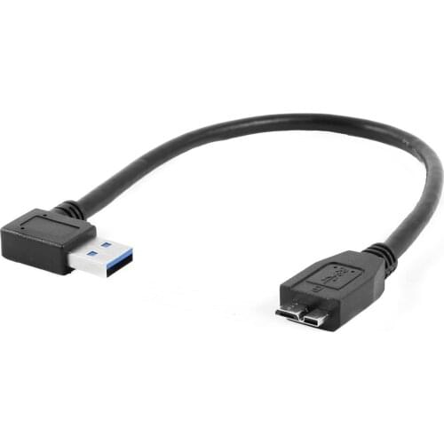 Black Right Angle USB 3.0 Type A Male to Micro B Male Cable Connector Adapter