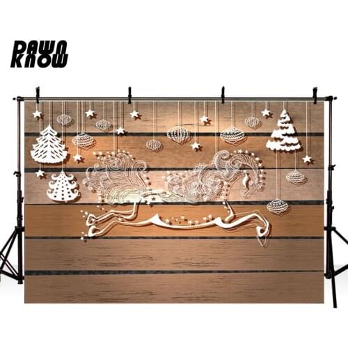 DAWNKNOW Merry Christmas Cartoon Tree Photography Background Wood Floor Backdrops Family Children Photocall Photo Studio lv1076