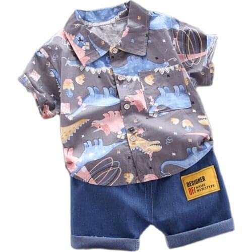 Baby Casual Clothing Set Cartoon Dinosaur Shirt + Shorts Suits Boy Short Sleeve Clothes Outfits Kids Travel Wear