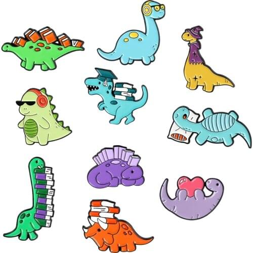 Cartoon Dinosaurs Enamel Lapel Pins Cute Brooches Bag Backpack Badge Exquisite Little Gifts for Friends Custom Jewelry
