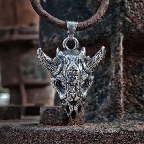 EYHIMD Gothic Tantrism Star of David Symbol Devil Sheep Skull Pendant Punk Stainless Steel Biker Jewelry