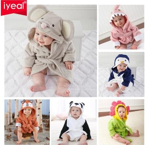 IYEAL Kids Baby Robe Cartoon Hoodies Toddler Girl Boys Sleepwear Bath Towels Kids Soft Bathrobe Pajamas Childrens Clothing 1-6Y