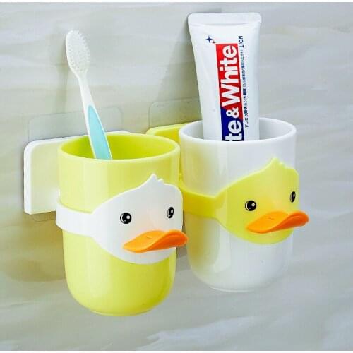 Creative childrens toothbrush cup cartoon baby anti-falling toothbrush cup set cute wall-mounted dental cylinder cup mug