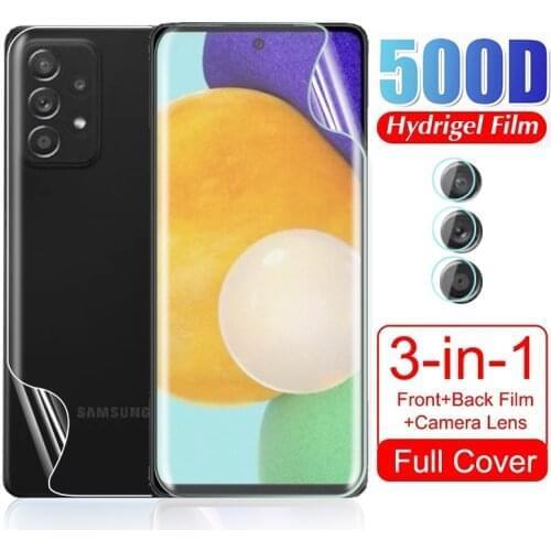 Frosted Matte Hydrogel Front Film Camera Lens Back Screen Protector For Samsung Galaxy A52 4G Or 5G Sansung A 52 6.5" Not Glass