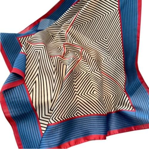 Fashion 2021 Silk stripe Hair Scarf Women Handkerchief Printed Female Square Head Bandana Small Neck hijab lady girl scarves