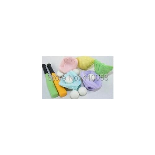 World cup baseball eraser set soft ball eraser promotion school children eraser set MOQ 30 pieces