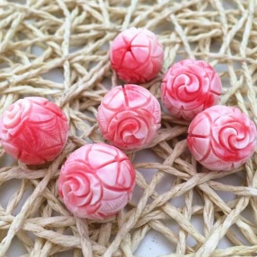 Newly amazing pink imitation coral flower ball 6mm 8mm 10mm 12mm 15mm 18mm 20mm beads elegant diy pendant 5pcs B937