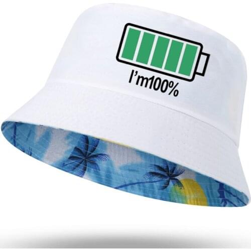 I'M 100% Hip Hop Print Men Women Bucket Hat Outdoor Sunscreen Beach Cap Fisherman Hat Fishing Hat Sun Hiking Fishing Cap