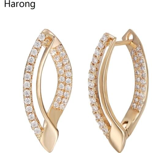 Gold Copper Inlaid Crystal Stud Earrings Quality Jewelry Small Aesthetic Earring For Woman Girl Bohemian Fashion Accessories