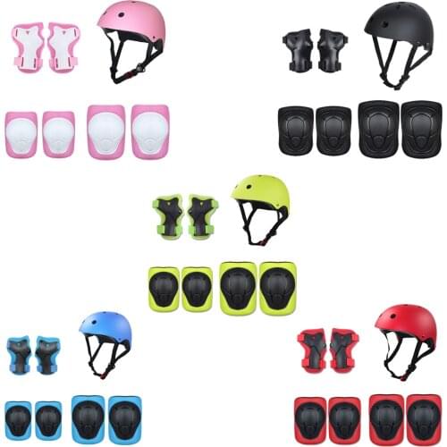 Stylish Outdoor Sport Protective Gear 7pcs/set Children Skating Cycling Protective Gear Helmet Elbow Knee Pad Safety Gear Set