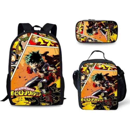Deku Backpack My Hero Academia Crossbody Bag Pencil Case Three piece Anime Cosplay 3D Print Schoolbag Travelbag For Teenagers
