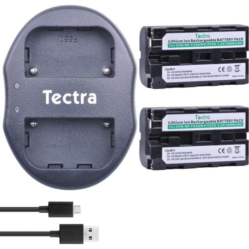 Tectra 2Pcs NP-F550 NP F550 NPF550 NP-F570 battery Camera Bateria+ USB Dual Charger for Sony CCD-SC55 CCD-TRV81 CCD-TR71 battery