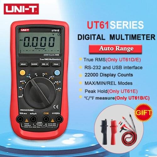 UNI-T UT61A/B/C/D/E Digital Multimeter True RMS Auto Range AC DC Data Hold Multimetre USB Voltage and Current Monitor