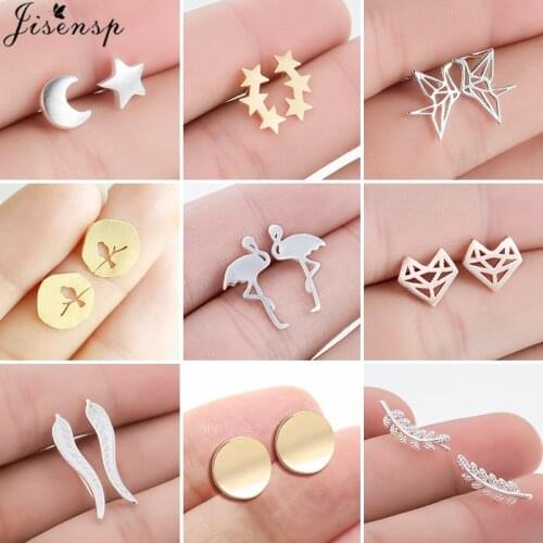 Vintage Lovely Animal Stud Earrings for Women Kids Geometric Leaf Round Moon Star Flamingos Earings Piercing Jewelry Party Gifts