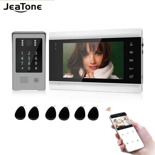 Jeatone 7''Tuya Video Door Phone Video Intercom Code Keypad/RFID Card/APP Unlock Motion Detection Access Control, Multi-language