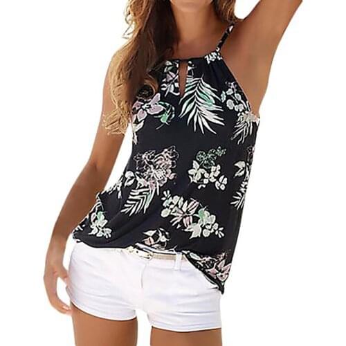 Tops women 2020 Floral Print Summer tops Strappy Vest Sleeveless Shirt Blouse Casual Tank Top tops for women ropa de mujer 2020