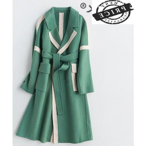 Womens Elegant Autumn Coats Winter Wool Coat Female Long Woolen Jacket Fashion Clothes 2021 Vintage Belt Overcoat a10