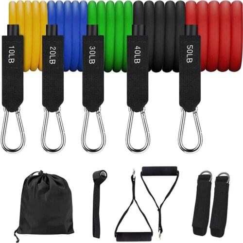 11x Latex Resistance Band Set Fitness Workout Resistant Tubes Door Anchor Strap