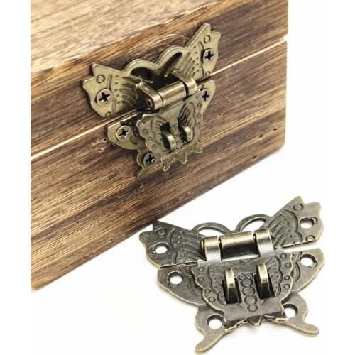 2pcs Antique Bronze Hasp Latch Jewelry Wooden Box Lock Mini Cabinet Buckle Case Locks Decorative Handle Lock For Box Accessories