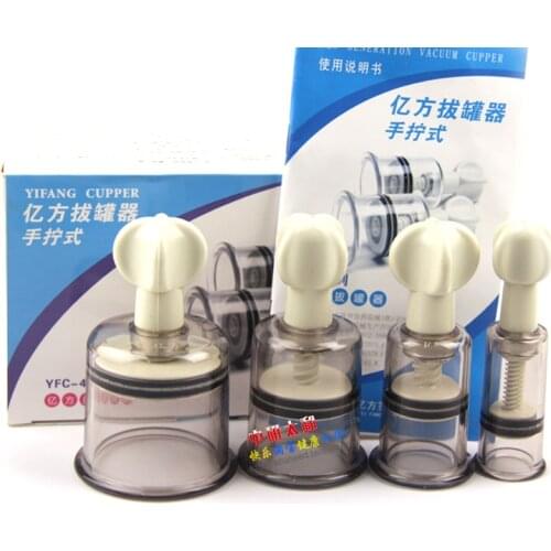 4pcs Twist-top Cupping Set Suction Cups Chinese Traditional Cupping Jar Vacuum Cupping Set Plastic Vacuum Therapy Cupping