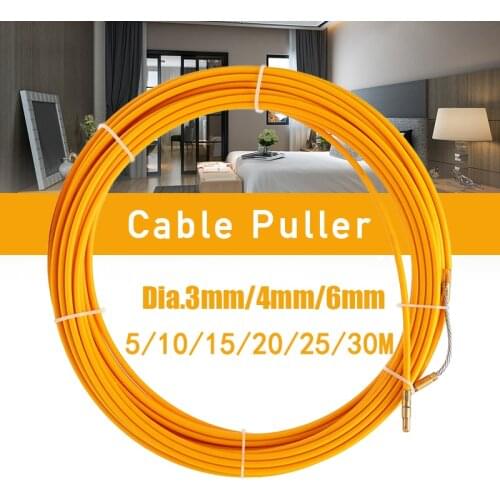 5/10/15/20/25/30M Dia 3mm/4mm/6mm Fiberglass Wire Cable Puller Fish Tape Reel Conduit Ducting Rodder Pulling Puller Guide Device