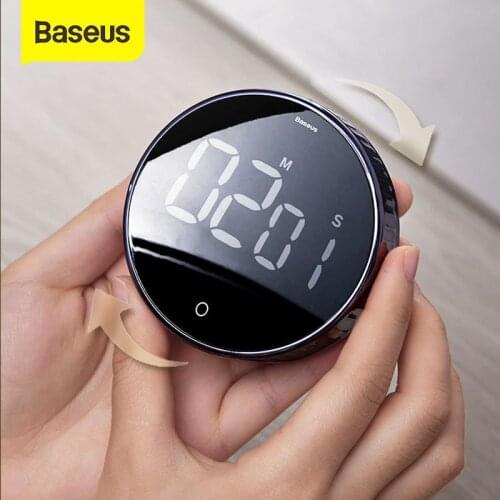 Baseus Magnetic Digital Timer for Kitchen Cooking Shower Study Stopwatch LED Counter Alarm Clock Manual Electronic Countdown
