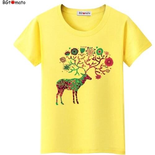 Bgtomato purple Sika deer beautiful t shirts for women original fashion design lovely shirts Brand casual tops tees