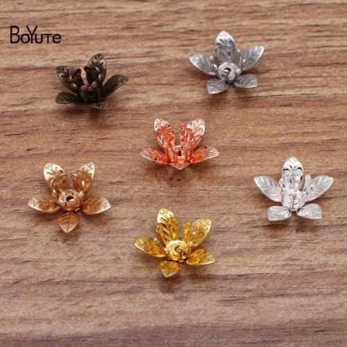 BoYuTe (100 Pieces/Lot) 12*7MM Metal Brass Two-layer Flower Materials Handmade Diy Jewelry Findings Components