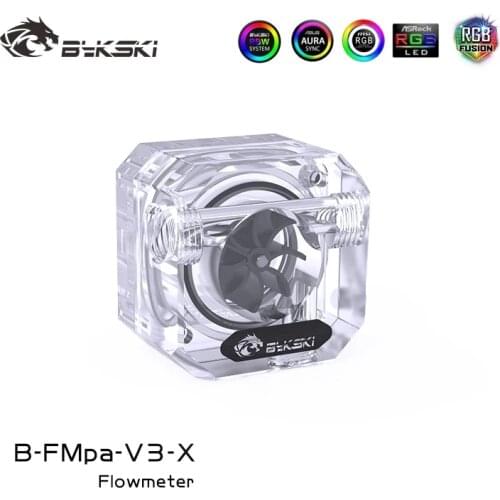 Bykski Acrylic Flow Meter G1/4 Thread Water Cooling System Coolant Filter Indicat Computer Cooler Fittings 3-Way holes