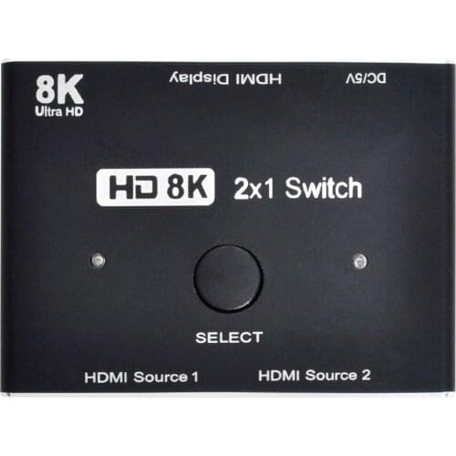 Cablecc 8K@60hz HDMI-Compatible 2.1 Switch 2-IN-1-OUT Hub Support HDCP SST Extended 4K@60hz