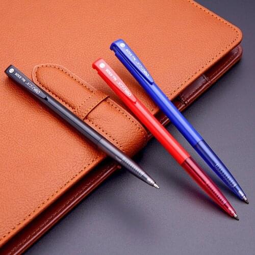 Deli fashion simple black blue red pen core ballpoint pen, 0.7mm classic press type ballpoint pen, office pen student stationery