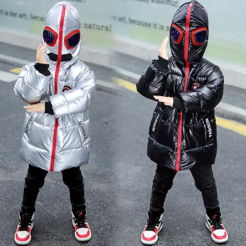 Brand New Kids Boy Winter Jacket with Glasses in Hood Cool Boy Snow Jacket Coat High Quality Children Snow Clothes 3-9 Years Old