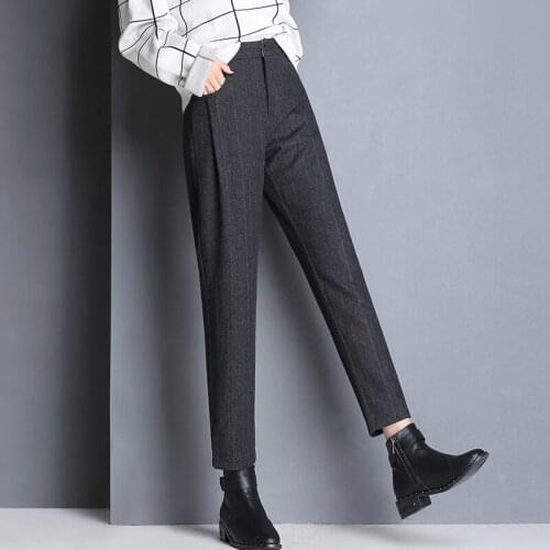 Long pants women full length harem pants zipper fly 2021 winter warm womens pants womens clothing