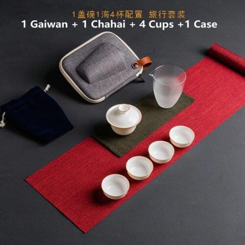 "KingTeaMall" Portable Gongfu Cha Tea Sets Tea Wares Tea Tools Gaiwan Gongdaobei Teacups Glass Porcelain Light Easy Use