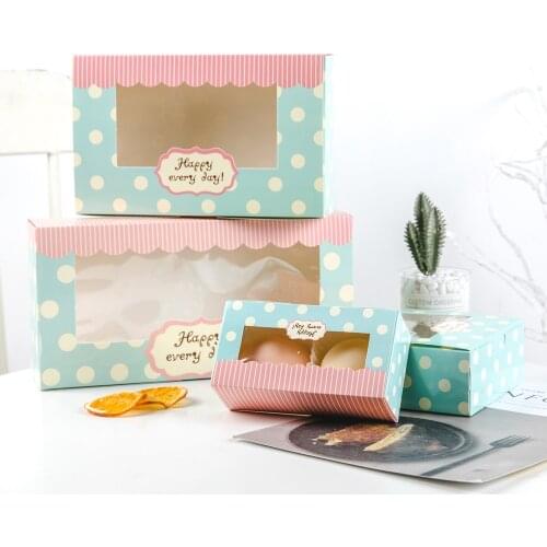 Pastry boxes for cupcake gift wrapping box pink window flower wedding packing for cake candy cookies party favors wholesale