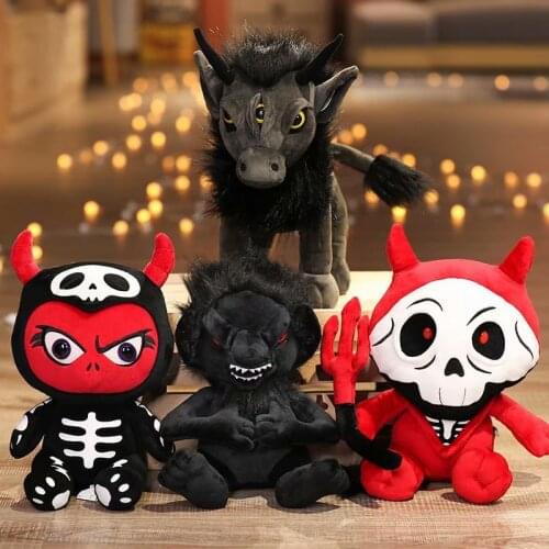 35cm Baize Gothic Style Troll Doll Stuffed Plush Toy Doll Black Pentacle Hydra Anubis Lolita Toys Black Doll Gifts