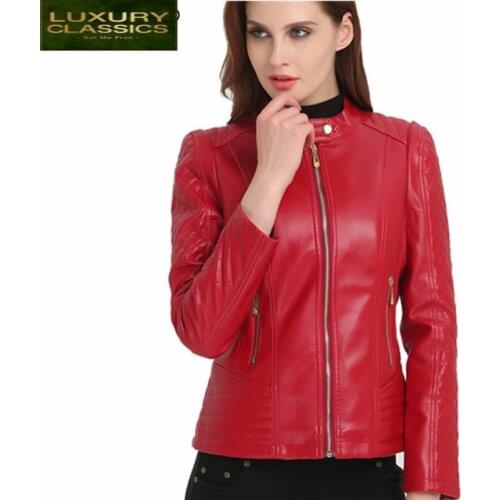 Fashion Spring-autumn Womens Jackets Clothing PU Leather Motorbikes Jacket Large Sizes of Ladies Elegant Coat 6XL LWL460